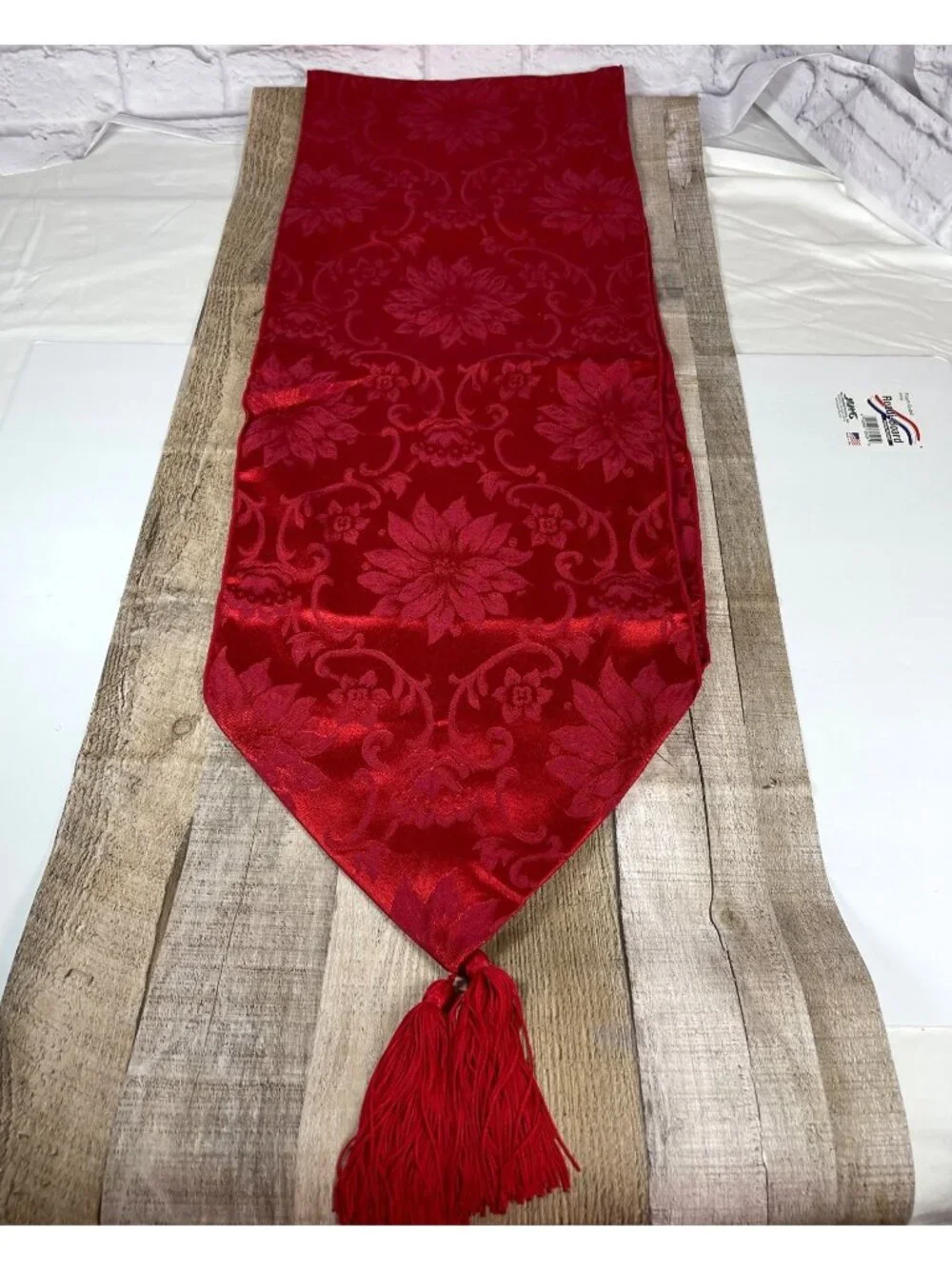 Red Damask Poinsettia Floral Jacquard 72
